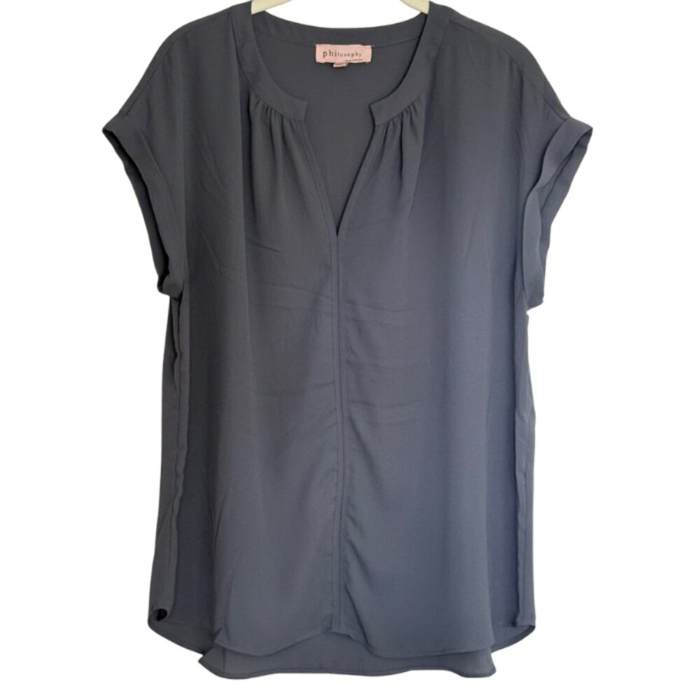 Philosophy Women's Cuffed Sleeve Grey Top Large NEW